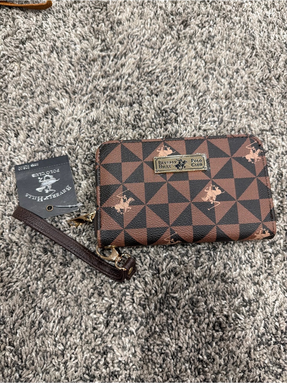Beverly Hills Polo Club Brown Geometric Wristlet